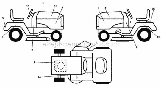 Page B Diagram and Parts List for PB195H42LT 2008-10 Husqvarna Lawn Tractor