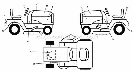 Page B Diagram and Parts List for PB195H42LT 2008-12 Husqvarna Lawn Tractor