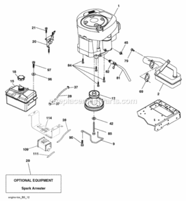 Page E Diagram and Parts List for PB195H42LT 2008-12 Husqvarna Lawn Tractor
