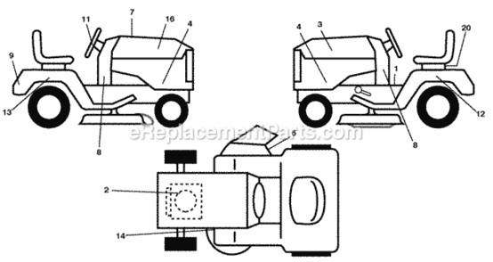 Page B Diagram and Parts List for PB195H42LT 2009-09 Husqvarna Lawn Tractor