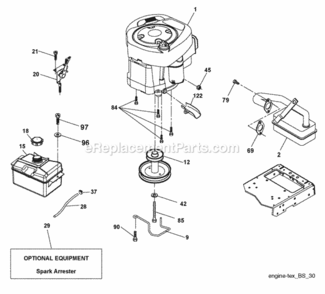 Page E Diagram and Parts List for PB195H42LT 2009-10 Husqvarna Lawn Tractor