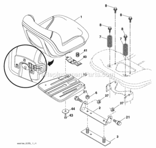 Page H Diagram and Parts List for PB2042YT 2010-01 Husqvarna Lawn Tractor
