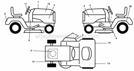 Page B Diagram and Parts List for PB20H42LT 2008-03 Husqvarna Lawn Tractor