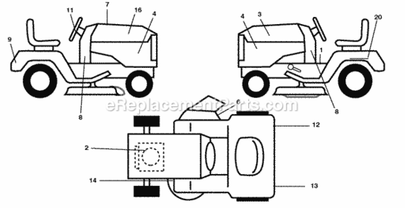 Page B Diagram and Parts List for PB20H46LT 2008-03 Husqvarna Lawn Tractor