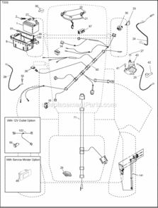 Part Location Diagram of 404030 Husqvarna Kit, RCS, Arm, return spring guide switch,