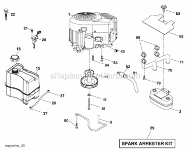 Page E Diagram and Parts List for PB22H46YT 2008-03 Husqvarna Lawn Tractor