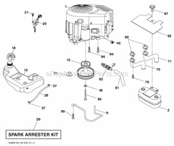 Page E Diagram and Parts List for PB22H46YT 2009-10 Husqvarna Lawn Tractor