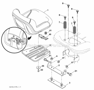 Page H Diagram and Parts List for PB23H48YT 2009-12 Husqvarna Lawn Tractor