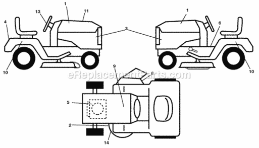 Page B Diagram and Parts List for PB26H54YT 2009-12 Husqvarna Lawn Tractor