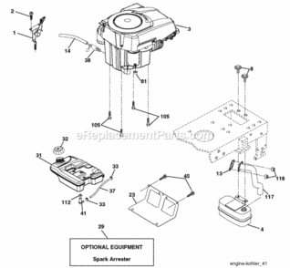 Page E Diagram and Parts List for PK20H42YT 2008-05 Husqvarna Lawn Tractor