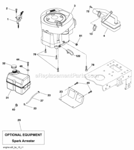Page E Diagram and Parts List for PO15538LT 2009-12 Husqvarna Lawn Tractor