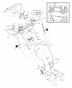 Handles Diagram and Parts List for PP1130ESA 2002 Husqvarna Snow Blower