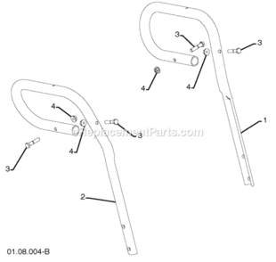 Handles Diagram and Parts List for PP1150E27 2009-07 Husqvarna Snow Blower