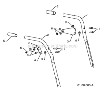 Handles Diagram and Parts List for PP208E24 2009-07 Husqvarna Snow Blower