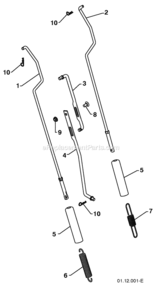 Handles Diagram and Parts List for PP208EPS24 2010-07 Husqvarna Snow Blower