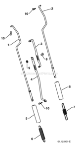 Handles Diagram and Parts List for PP291E27 2010-05 Husqvarna Snow Blower
