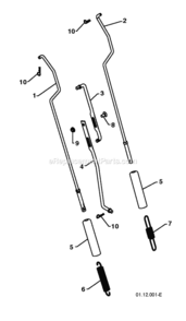 Handle Diagram and Parts List for PSB240 2010-06 Husqvarna Snow Blower