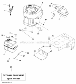 Page E Diagram and Parts List for PXT12538 2009-11 Husqvarna Lawn Tractor