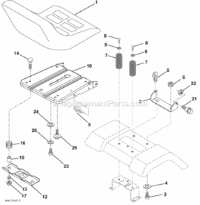 Page H Diagram and Parts List for PXT12538 2009-11 Husqvarna Lawn Tractor