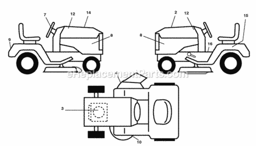 Page B Diagram and Parts List for PXT15538 2008-10 Husqvarna Lawn Tractor