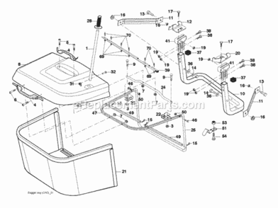 Bagger Diagram and Parts List for RE12597RB 2012-01 Husqvarna Lawn Tractor