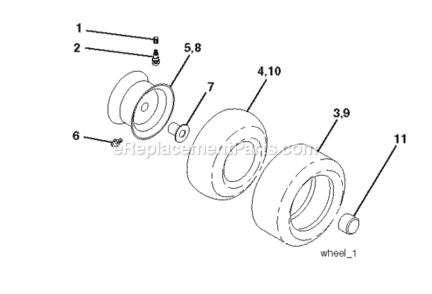 Wheels_Tires Diagram and Parts List for RE12597RB 2012-01 Husqvarna Lawn Tractor