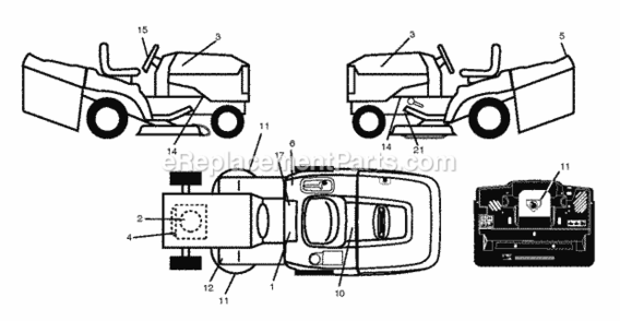 Decals Diagram and Parts List for RE12597RB 2012-01 Husqvarna Lawn Tractor