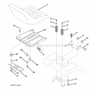 Seat Diagram and Parts List for RE12597RB 2012-01 Husqvarna Lawn Tractor
