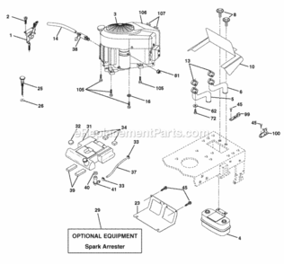Page E Diagram and Parts List for SGT18H46A 2001-09 Husqvarna Lawn Tractor