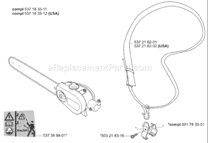 Page C Diagram and Parts List for SAW 2004-06 Husqvarna Pole Saw