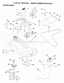 Page J Diagram and Parts List for WE10L36A 1993 Husqvarna Lawn Tractor
