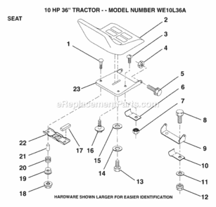 Page L Diagram and Parts List for WE10L36A 1993 Husqvarna Lawn Tractor