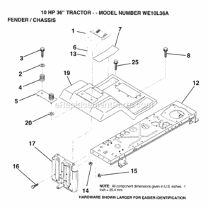 Page F Diagram and Parts List for WE10L36A 1993 Husqvarna Lawn Tractor