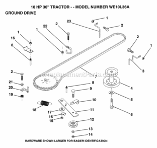 Page H Diagram and Parts List for WE10L36A 1993 Husqvarna Lawn Tractor