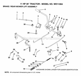 Page A Diagram and Parts List for WE1136A 1999 And Before Husqvarna Lawn Tractor