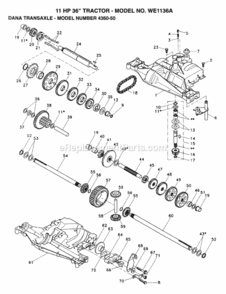 Page O Diagram and Parts List for WE1136A 1999 And Before Husqvarna Lawn Tractor