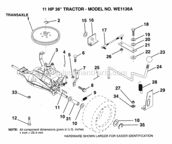 Page P Diagram and Parts List for WE1136A 1999 And Before Husqvarna Lawn Tractor