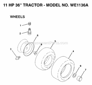 Page Q Diagram and Parts List for WE1136A 1999 And Before Husqvarna Lawn Tractor