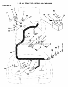 Page D Diagram and Parts List for WE1136A 1999 And Before Husqvarna Lawn Tractor
