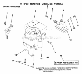 Page E Diagram and Parts List for WE1136A 1999 And Before Husqvarna Lawn Tractor