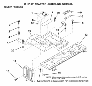 Page F Diagram and Parts List for WE1136A 1999 And Before Husqvarna Lawn Tractor