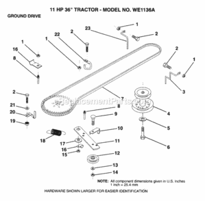 Page H Diagram and Parts List for WE1136A 1999 And Before Husqvarna Lawn Tractor