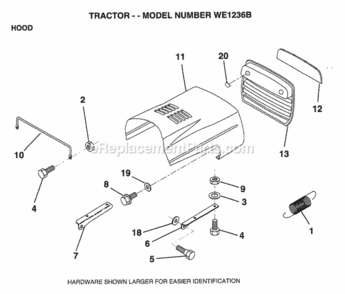 Page J Diagram and Parts List for WE1236B 1994 Husqvarna Lawn Tractor