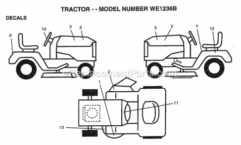 Page D Diagram and Parts List for WE1236B 1994 Husqvarna Lawn Tractor