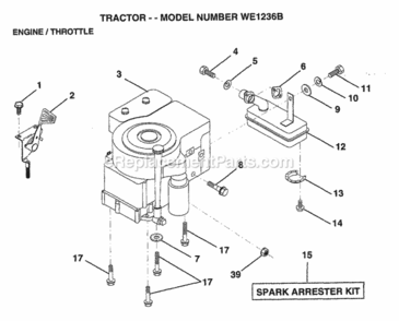 Page F Diagram and Parts List for WE1236B 1994 Husqvarna Lawn Tractor
