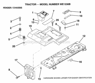 Page G Diagram and Parts List for WE1236B 1994 Husqvarna Lawn Tractor