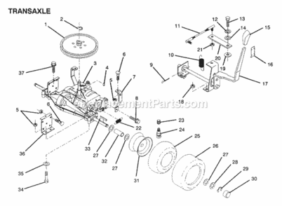 Page N Diagram and Parts List for WE12536A 1991 Husqvarna Lawn Tractor