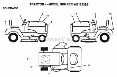 Page B Diagram and Parts List for WE12538B 1997 Husqvarna Lawn Tractor
