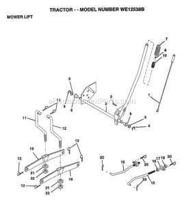 Page G Diagram and Parts List for WE12538B 1997 Husqvarna Lawn Tractor