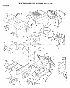 Page A Diagram and Parts List for WE12538C 1997 Husqvarna Lawn Tractor